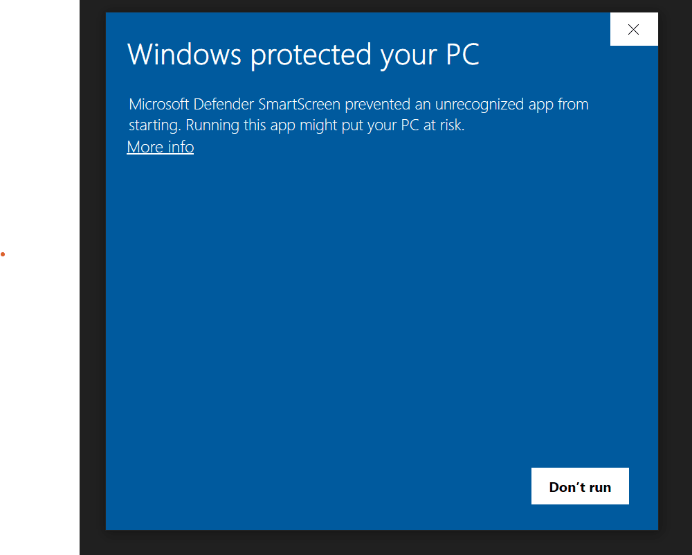 Windows security prompt - More info